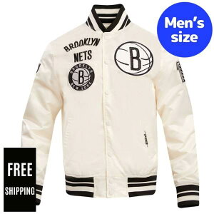 �y���������z Pro Standard �v���X�^���_�[�h NBA �����Y �A�E�^�[ �i�C�����W���P�b�g �T�e���W���P�b�g �X�^�W���� �u���b�N�����E�l�b�c BROOKLYN NETS RETRO CLASSIC SATIN JACKET
