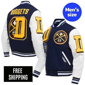 �y���������z Pro Standard �v���X�^���_�[�h NBA �����Y �A�E�^�[ �o�[�V�e�B�W���P�b�g �X�^�W���� �W�����p�[ �f���o�[�E�i�Q�b�c DENVER NUGGETS MASHUP RIB WOOL VARSITY JACKET