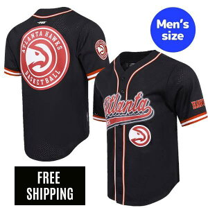 �y���������z NBA �A�C�e�� �����Y �W���[�W ���j�t�H�[���g�b�v �����g�b�v�X T�V���c Pro Standard �v���X�^���_�[�h �A�g�����^�E�z�[�N�X ATLANTA HAWKS SCRIPT TAIL MEN'S MESH BUTTON DOWN SHIRT