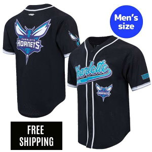 �y���������z NBA �A�C�e�� �����Y �W���[�W ���j�t�H�[���g�b�v �����g�b�v�X T�V���c Pro Standard �v���X�^���_�[�h �V���[���b�g�E�z�[�l�b�c CHARLOTTE HORNETS SCRIPT TAIL MEN'S MESH BUTTON DOWN SHIRT