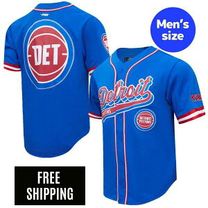 �y���������z NBA �A�C�e�� �����Y �W���[�W ���j�t�H�[���g�b�v �����g�b�v�X T�V���c Pro Standard �v���X�^���_�[�h �f�g���C�g�E�s�X�g���Y DETROIT PISTONS SCRIPT TAIL MEN'S MESH BUTTON DOWN SHIRT