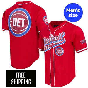 �y���������z NBA �A�C�e�� �����Y �W���[�W ���j�t�H�[���g�b�v �����g�b�v�X T�V���c Pro Standard �v���X�^���_�[�h �f�g���C�g�E�s�X�g���Y DETROIT PISTONS SCRIPT TAIL MEN'S MESH BUTTON DOWN SHIRT