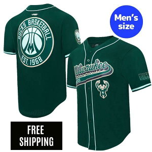 �y���������z NBA �A�C�e�� �����Y �W���[�W ���j�t�H�[���g�b�v �����g�b�v�X T�V���c Pro Standard �v���X�^���_�[�h �~���E�H�[�L�[�E�o�b�N�X MILWAUKEE BUCKS SCRIPT TAIL MEN'S MESH BUTTON DOWN SHIRT