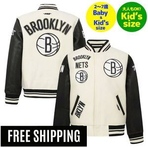 �y���������z NBA �L�b�Y�p�A�E�^�[ �q���p�X�^�W���� ���[�X�T�C�Y�W���P�b�g �o�[�V�e�B�W���P�b�g �v���X�^���_�[�h Pro Standard �u���b�N�����E�l�b�c BROOKLYN NETS RETRO CLASSIC BOYS RIB WOOL VARSITY