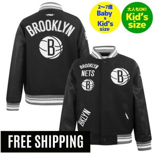 �y���������z NBA �L�b�Y�p�A�E�^�[ �q���p�X�^�W���� ���[�X�T�C�Y�W���P�b�g �o�[�V�e�B�W���P�b�g �v���X�^���_�[�h Pro Standard �u���b�N�����E�l�b�c BROOKLYN NETS RETRO CLASSIC BOYS RIB WOOL VARSITY