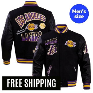 �y���������z NBA ���K�i �����Y �A�E�^�[ �X�^�W���� �W���P�b�g ���T���[���X�E���C�J�[�Y ���u�����E�W�F�[���Y ������ ���J�E�h���`�b�` LOS ANGELES LAKERS TURN IT UP MEN'S RIB WOOL VARSITY JACKET �v