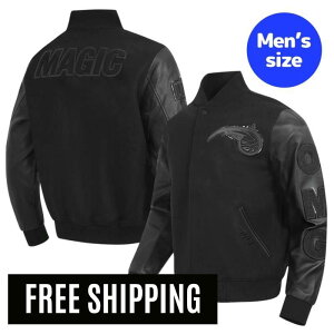 Pro Standard �v���X�^���_�[�h NBA ���K�i �����Y �X�^�W���� �W���P�b�g �A�E�^�[ �W�����p�[ �I�[�����h�E�}�W�b�N ORLANDO MAGIC TRIPLE BLACK MEN'S WOOL VARSITY JACKET �y���������z