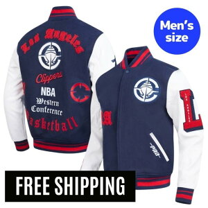 Pro Standard �v���X�^���_�[�h NBA ���K�i �����Y �X�^�W���� �W���P�b�g �A�E�^�[ �W�����p�[ ���T���[���X�E�N���b�p�[�Y �J���C�E���i�[�h LOS ANGELES CLIPPERS CLASSIC OLD ENGLISH MEN'S RIB WOOL VARSITY JACK