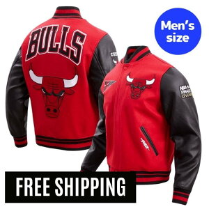 Pro Standard �v���X�^���_�[�h NBA ���K�i �����Y �X�^�W���� �W���P�b�g �A�E�^�[ �W�����p�[ �V�J�S�E�u���Y CHICAGO BULLS RETRO CLASSIC MEN'S RIB WOOL VARSITY JACKET �y���������z
