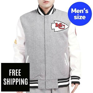 �y���������z Pro Standard �v���X�^���_�[�h NFL �A���t�g �����Y �A�E�^�[ �o�[�V�e�B�W���P�b�g �X�^�W���� �W�����p�[ �J���U�X�V�e�B�E�`�[�t�X KANSAS CITY CHIEFS OLD ENGLISH RIB WOOL VARSITY JACKET