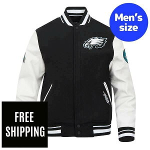 �y���������z Pro Standard �v���X�^���_�[�h NFL �A���t�g �����Y �A�E�^�[ �o�[�V�e�B�W���P�b�g �X�^�W���� �W�����p�[ �t�B���f���t�B�A�E�C�[�O���X PHILADELPHIA EAGLES OLD ENGLISH RIB WOOL VARSITY JACK