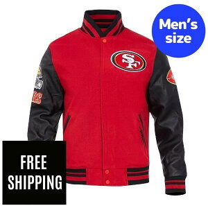 �y���������z Pro Standard �v���X�^���_�[�h NFL �A���t�g �����Y �A�E�^�[ �o�[�V�e�B�W���P�b�g �X�^�W���� �W�����p�[ �T���t�����V�X�R�E49ers SAN FRANCISCO 49ERS OLD ENGLISH RIB WOOL VARSITY JACKET
