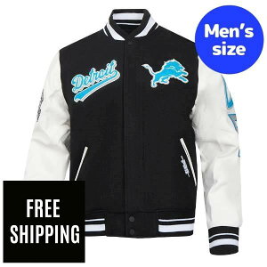 �y���������z Pro Standard �v���X�^���_�[�h NFL �A���t�g �����Y �A�E�^�[ �o�[�V�e�B�W���P�b�g �X�^�W���� �W�����p�[ �f�g���C�g�E���C�I���Y DETROIT LIONS SCRIPT TAIL RIB WOOL VARSITY