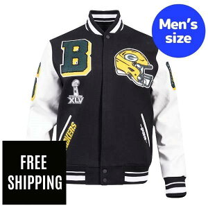 �y���������z Pro Standard �v���X�^���_�[�h NFL �A���t�g �����Y �A�E�^�[ �o�[�V�e�B�W���P�b�g �X�^�W���� �W�����p�[ �O���[���x�C�E�p�b�J�[�Y GREEN BAY PACKERS MASHUP RIB WOOL VARSITY JACKET