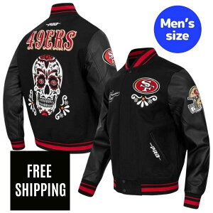 �y���������z Pro Standard �v���X�^���_�[�h NFL �����Y �A�E�^�[ �o�[�V�e�B�W���P�b�g �X�^�W���� �A���t�g �T���t�����V�X�R�E49ers SAN FRANCISCO 49ERS SUGAR SKULL RIB WOOL VARSITY JACKET