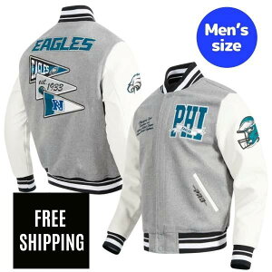 �y���������z Pro Standard �v���X�^���_�[�h NFL �����Y �A�E�^�[ �o�[�V�e�B�W���P�b�g �X�^�W���� �A���t�g �t�B���f���t�B�A�E�C�[�O���X PHILADELPHIA EAGLES TEAM PENNANTS RIB WOOL VARSITY JACKET