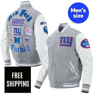 �y���������z Pro Standard �v���X�^���_�[�h NFL �����Y �A�E�^�[ �o�[�V�e�B�W���P�b�g �X�^�W���� �A���t�g �j���[���[�N�E�W���C�A���c NEW YORK GIANTS OLD ENGLISH RIB WOOL VARSITY JACKET
