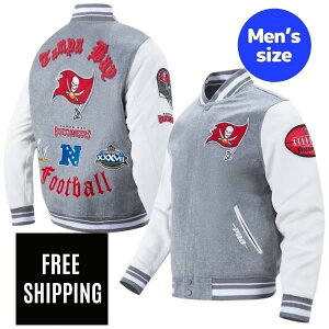 �y���������z Pro Standard �v���X�^���_�[�h NFL �����Y �A�E�^�[ �o�[�V�e�B�W���P�b�g �X�^�W���� �A���t�g �^���p�x�C�E�o�b�J�j�A�[�Y TAMPA BAY BUCCANEERS OLD ENGLISH RIB WOOL VARSITY JACKET