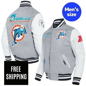 �y���������z Pro Standard �v���X�^���_�[�h NFL �����Y �A�E�^�[ �o�[�V�e�B�W���P�b�g �X�^�W���� �A���t�g �}�C�A�~�E�h���t�B���Y MIAMI DOLPHINS RETRO CLASSIC RIB WOOL VARSITY JACKET