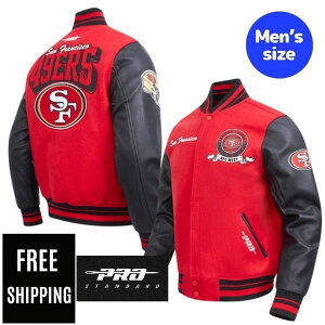 �y���������z NFL ���K�i �����Y �A�E�^�[ �X�^�W���� �o�[�V�e�B�W���P�b�g �v���X�^���_�[�h Pro Standard �T���t�����V�X�R�E49ers SAN FRANCISCO 49ERS TEAM BADGE RIB WOOL VARSITY JACKET