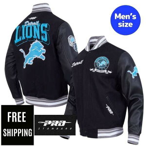 �y���������z NFL ���K�i �����Y �A�E�^�[ �X�^�W���� �o�[�V�e�B�W���P�b�g �v���X�^���_�[�h Pro Standard �f�g���C�g�E���C�I���Y DETROIT LIONS TEAM BADGE RIB WOOL VARSITY JACKET
