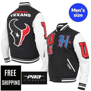 �y���������z NFL ���K�i �����Y �A�E�^�[ �X�^�W���� �o�[�V�e�B�W���P�b�g �v���X�^���_�[�h Pro Standard �q���[�X�g���E�e�L�T���Y HOUSTON TEXANS CLASSIC MASH UP RIB WOOL VARSITY JACKET
