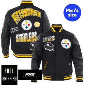 �y���������z NFL ���K�i �����Y �A�E�^�[ �X�^�W���� �W���P�b�g �s�b�c�o�[�O�E�X�e�B�[���[�Y PITTSBURGH STEELERS TURN IT UP MEN'S RIB WOOL VARSITY JACKET �v���X�^���_�[�h Pro Standard