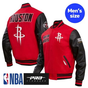 Pro Standard �v���X�^���_�[�h NBA���� ���K�i �����Y �X�^�W���� �W���P�b�g �A�E�^�[ �W�����p�[ �q���[�X�g���E���P�b�c �P�r���E�f�������g HOUSTON ROCKETS RETRO CLASSIC MEN'S RIB WOOL VARSITY JACKET �y