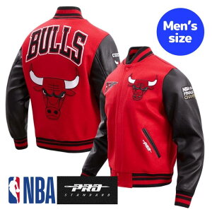 Pro Standard �v���X�^���_�[�h NBA���� ���K�i �����Y �X�^�W���� �W���P�b�g �A�E�^�[ �W�����p�[ �V�J�S�E�u���Y CHICAGO BULLS RETRO CLASSIC MEN'S RIB WOOL VARSITY JACKET �y���������z