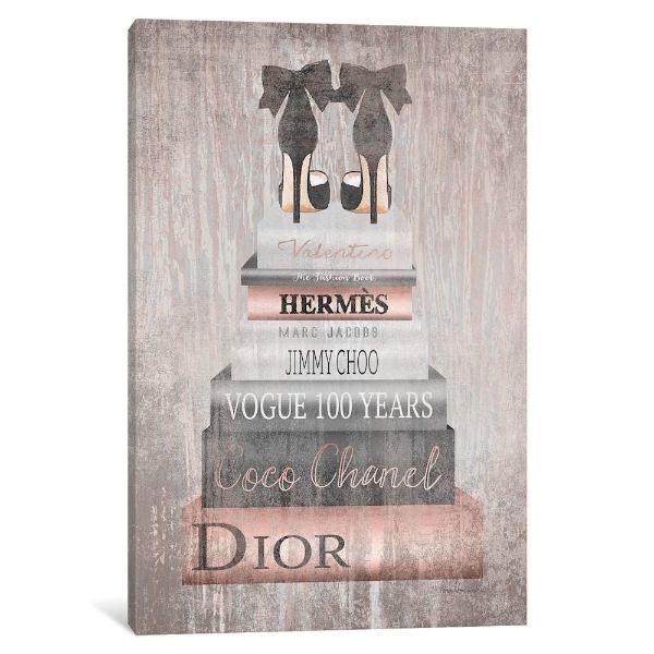 30x45cm 新作モデル Bookstack - Rose Gold ディオール Christian 絵画 キャンバスアート 模様替え 米国発のお洒落なオマージュアート Dior 約30x45cm 格安即決 インテリア