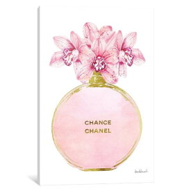 【送料無料+スーパーセールクーポン】 米国発のお洒落なオマージュアート 約45x66cm Perfume Round Solid in Gold, Pink, & Orchid シャネル CHANEL キャンバスアート インテリア 絵画