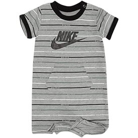 【ニコニコ割引対象】【送料無料】NIKE ナイキ 男の子用Just Do Itマルチボーダー半袖ロンパース（Dark Grey Heather） カバーオール ジャンプスーツ 出産祝い