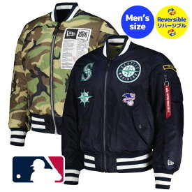 【送料無料+割引クーポン】 MLBオフィシャル メンズ ボンバージャケット リバーシブルアウタージャケット Seattle Mariners New Era x Alpha Industries Jacket シアトル・マリナーズ