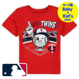【送料無料+割引クーポン】【ベビー・キッズサイズ（0-7歳用）】 MLBオフィシャル ベビー キッズ 子供用Tシャツ 半袖トップス Red ミネソタ・ツインズ Minnesota Twins Ball Boy T-Shirt