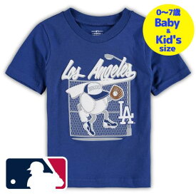 【送料無料+割引クーポン】【ベビー・キッズサイズ（0-7歳用）】 MLB公式 ベビー キッズ 子供用Tシャツ 半袖トップス Royal 大谷翔平 ロサンゼルス・ドジャース Los Angeles Dodgers On the Fence T-Shirt