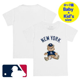 【送料無料+割引クーポン】【ベビー・キッズサイズ（0-7歳用）】 MLBオフィシャル ベビー キッズ 子供用Tシャツ 半袖トップス White ニューヨーク・ヤンキース New York Yankees Teddy Boy T-Shirt