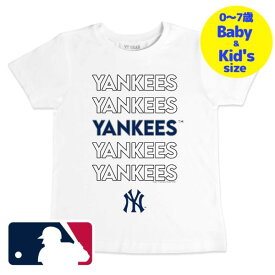【送料無料+割引クーポン】【ベビー・キッズサイズ（0-7歳用）】 MLBオフィシャル ベビー キッズ 子供用Tシャツ 半袖トップス White ニューヨーク・ヤンキース New York Yankees Stacked T-Shirt