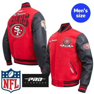 �y���������z NFL���� ���K�i �����Y �A�E�^�[ �X�^�W���� �o�[�V�e�B�W���P�b�g �v���X�^���_�[�h Pro Standard �T���t�����V�X�R�E49ers SAN FRANCISCO 49ERS TEAM BADGE RIB WOOL VARSITY JACKET