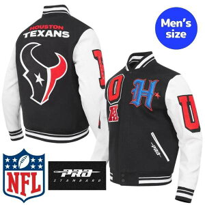 �y���������z NFL���� ���K�i �����Y �A�E�^�[ �X�^�W���� �o�[�V�e�B�W���P�b�g �v���X�^���_�[�h Pro Standard �q���[�X�g���E�e�L�T���Y HOUSTON TEXANS CLASSIC MASH UP RIB WOOL VARSITY JACKET