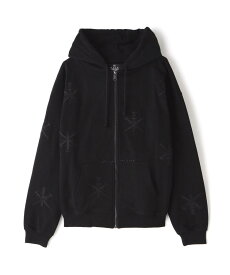 【LHP】UNKNOWN LONDON/アンノウンロンドン/BLACK ON BLACK DAGGER EMBROIDERY HOODIE