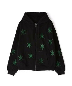 【LHP】UNKNOWN LONDON/アンノウンロンドン/BLACK WITH GREEN DAGGER RINESTONE HOODIE