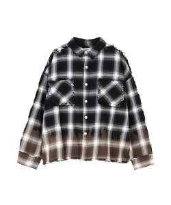 �yLHP�zDankeSchon/�_���P�V�F�[��/FLANNEL DAMAGE OMBRE BLEACH CHECK SHIRTS