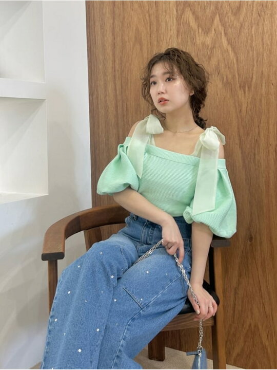 楽天市場】【SALE／30%OFF】ショルダーリボンオフショルニット LILY 