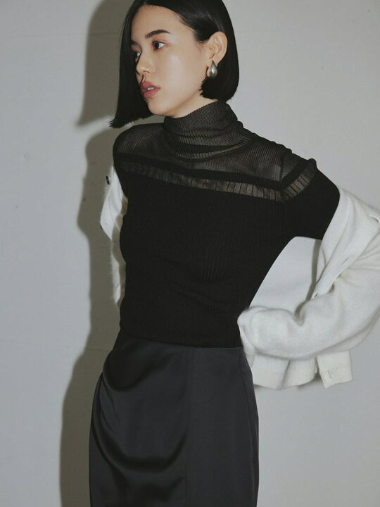 楽天市場】【SALE／50%OFF】washableシアーRIB切り替えニットTOPS 