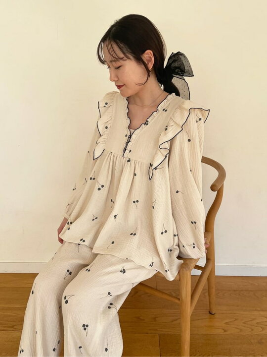 楽天市場】【SALE／30%OFF】ダブルガーゼ チェリープリントフリル 