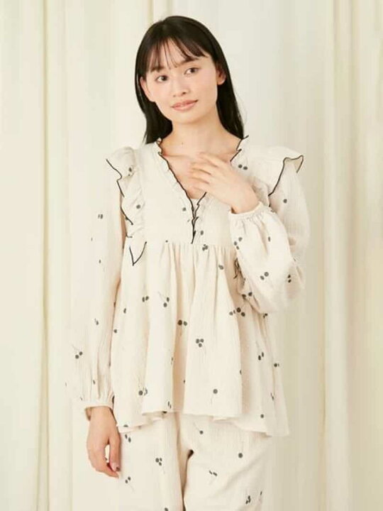 楽天市場】【SALE／30%OFF】ダブルガーゼ チェリープリントフリル 