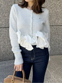 リボンモチーフカーディガン SNIDEL スナイデル トップス ニット ブラック【送料無料】[Rakuten Fashion]