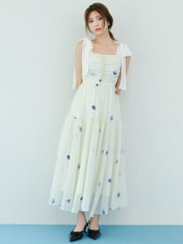 【FLOWER COLLECTION】プリントショルダーリボンワンピース SNIDEL スナイデル ワンピース・ドレス ワンピース ネイビー イエロー【送料無料】[Rakuten Fashion]