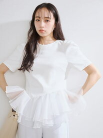 【WEB限定カラー】シアーペプラムカットトップス/ウォッシャブル FRAY I.D フレイ アイディー トップス カットソー・Tシャツ ホワイト ブラック【送料無料】[Rakuten Fashion]