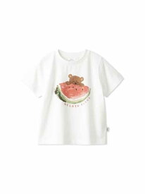 【接触冷感】【KIDS】フルーツアニマルワンポイントTシャツ gelato pique ジェラートピケ トップス カットソー・Tシャツ ホワイト ピンク[Rakuten Fashion]